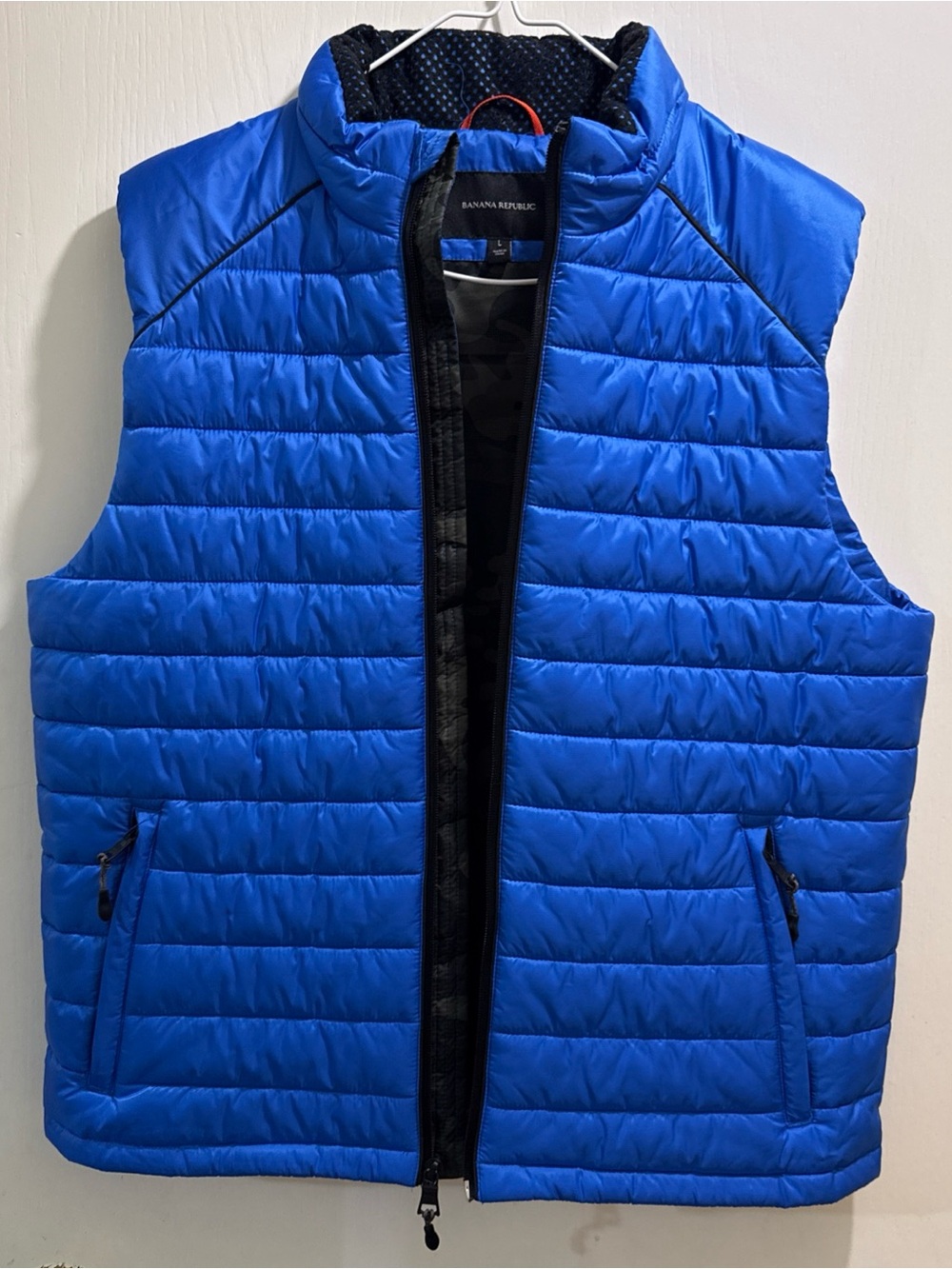 Banana Republic Blue Quilted Puffer with Camouflage Lining